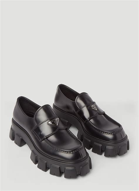 prada black loafers men|prada monolith leather loafers.